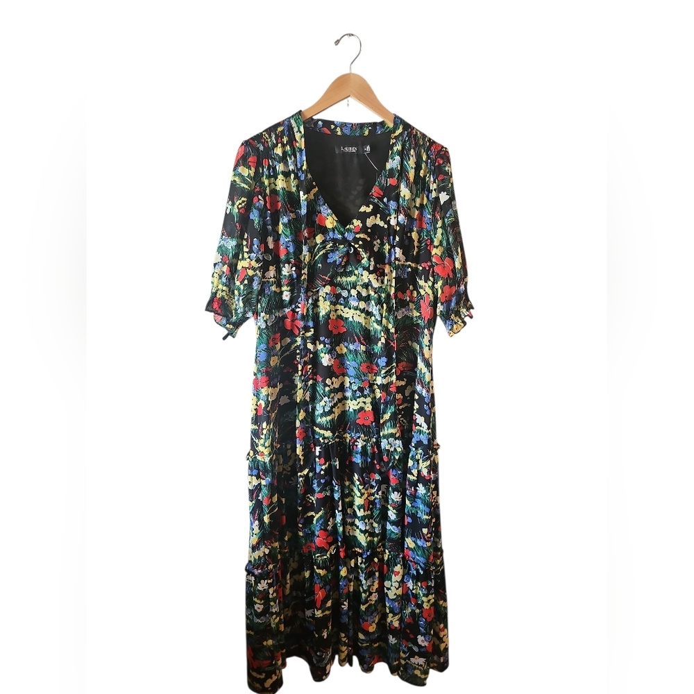 Lauren Ralph Lauren Sz 16 Black Label Floral Tiered Maxi Dress New  $165 - Picture 3 of 8